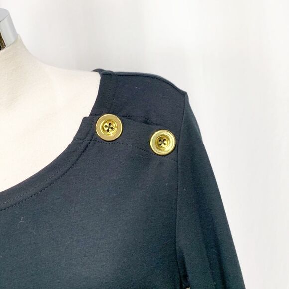 Sail To Sable STS Black Shift Dress w Gold Button Details Medium - Picture 8 of 11